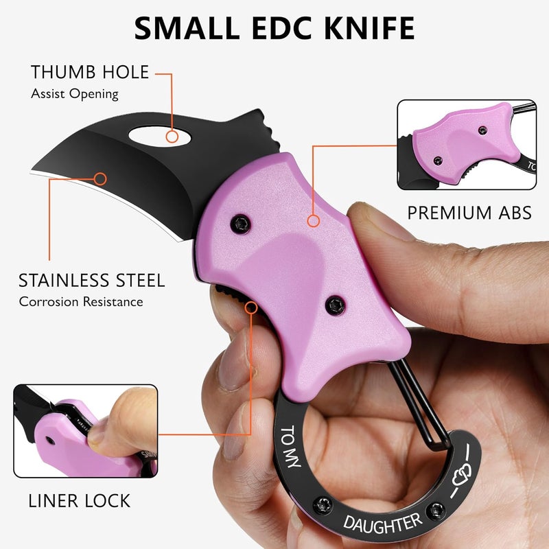 Valhalla BIRD Small Pocket Knife Gifts for Men, 1.3'' Mini Box Cutter EDC Gadgets, Cool Stocking Stuffers Birthday & Christmas Gift for Him (To My Daughter) - Image 3